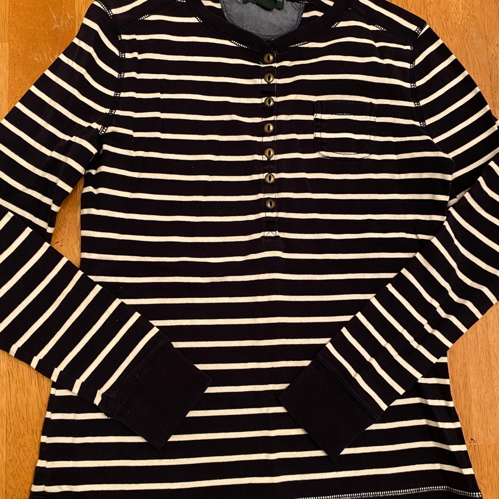 LRL Lauren Jeans company petite striped top nice M